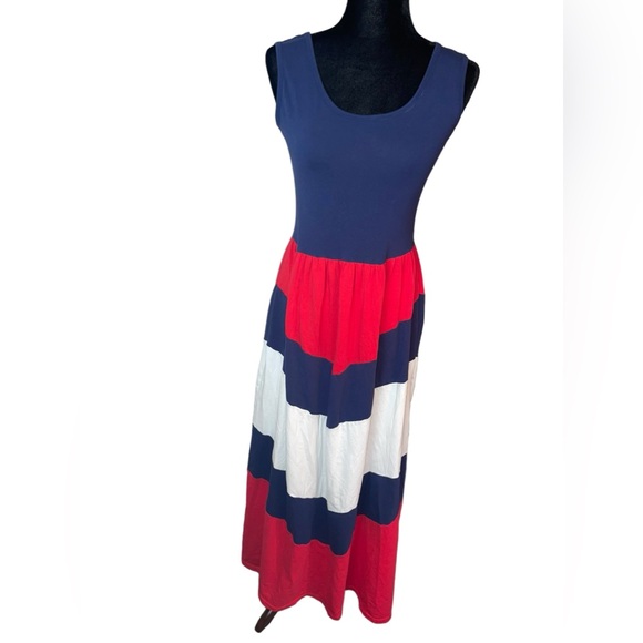 Wennikids Red white and blue striped tank maxi dress NWOT - Picture 6 of 14